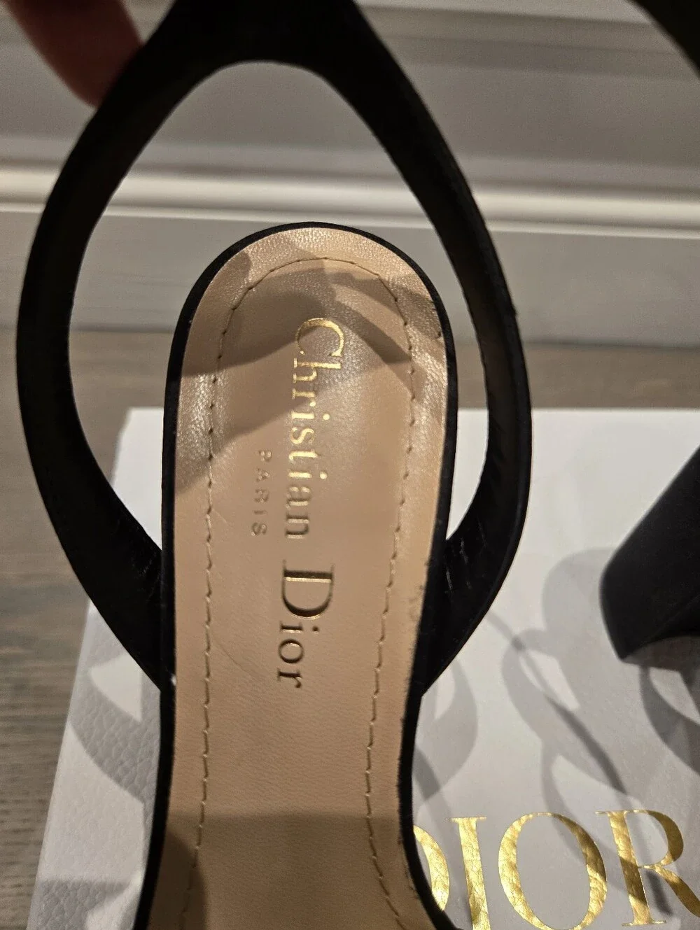 $1,300 Dior D-Lane Logo Heeled Platform Sandal Silk Black EU 37 US 7 BNIB